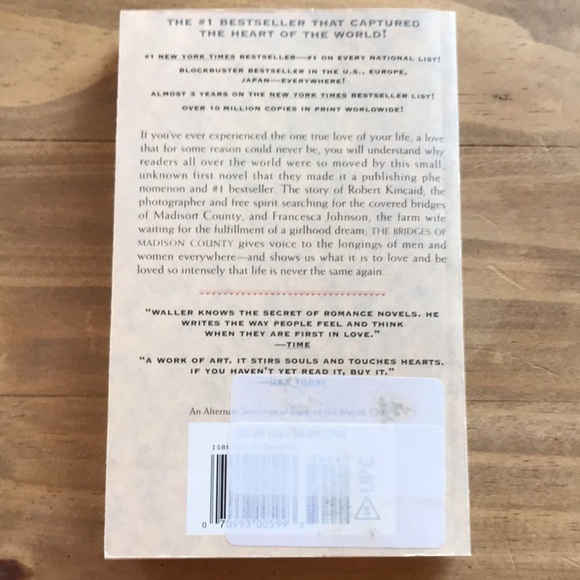 BRIDGES OF MADISON COUNTY ROBERT JAMES WALLER SOFT COVER BOOK - Picture 2 of 3